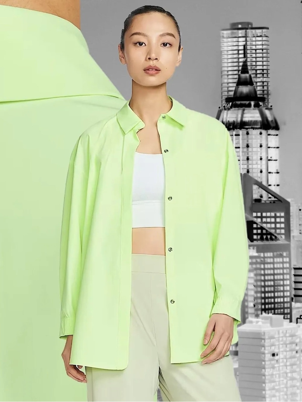 NWT $130 Nike 24.7 Dri-FIT Oversized Womens training button up shirt/jacket Neon